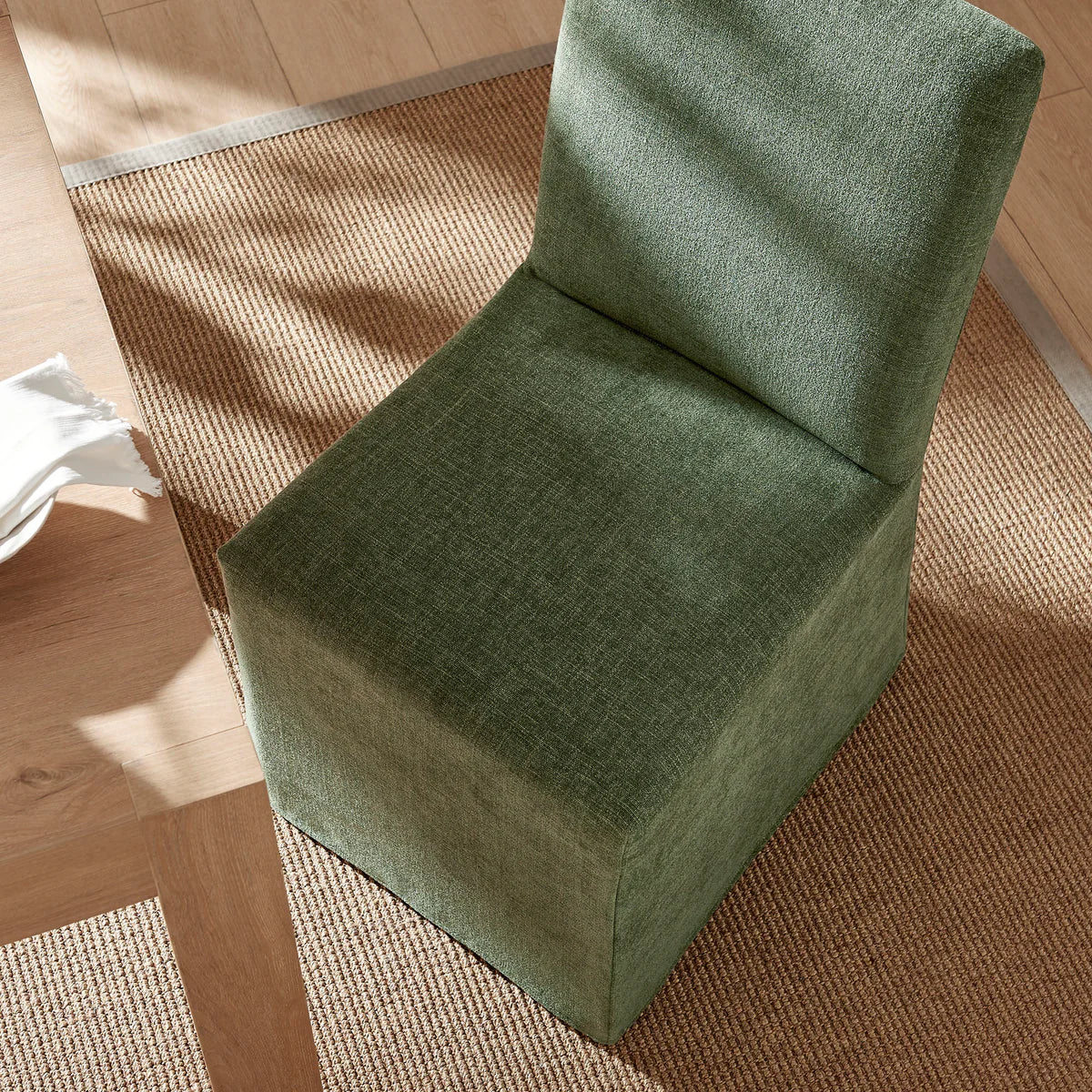 Aster Slub Weave Fabric Slipcovered Dining Chairs Set of 2