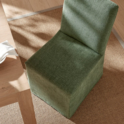 Aster Slub Weave Fabric Slipcovered Dining Chairs Set of 2