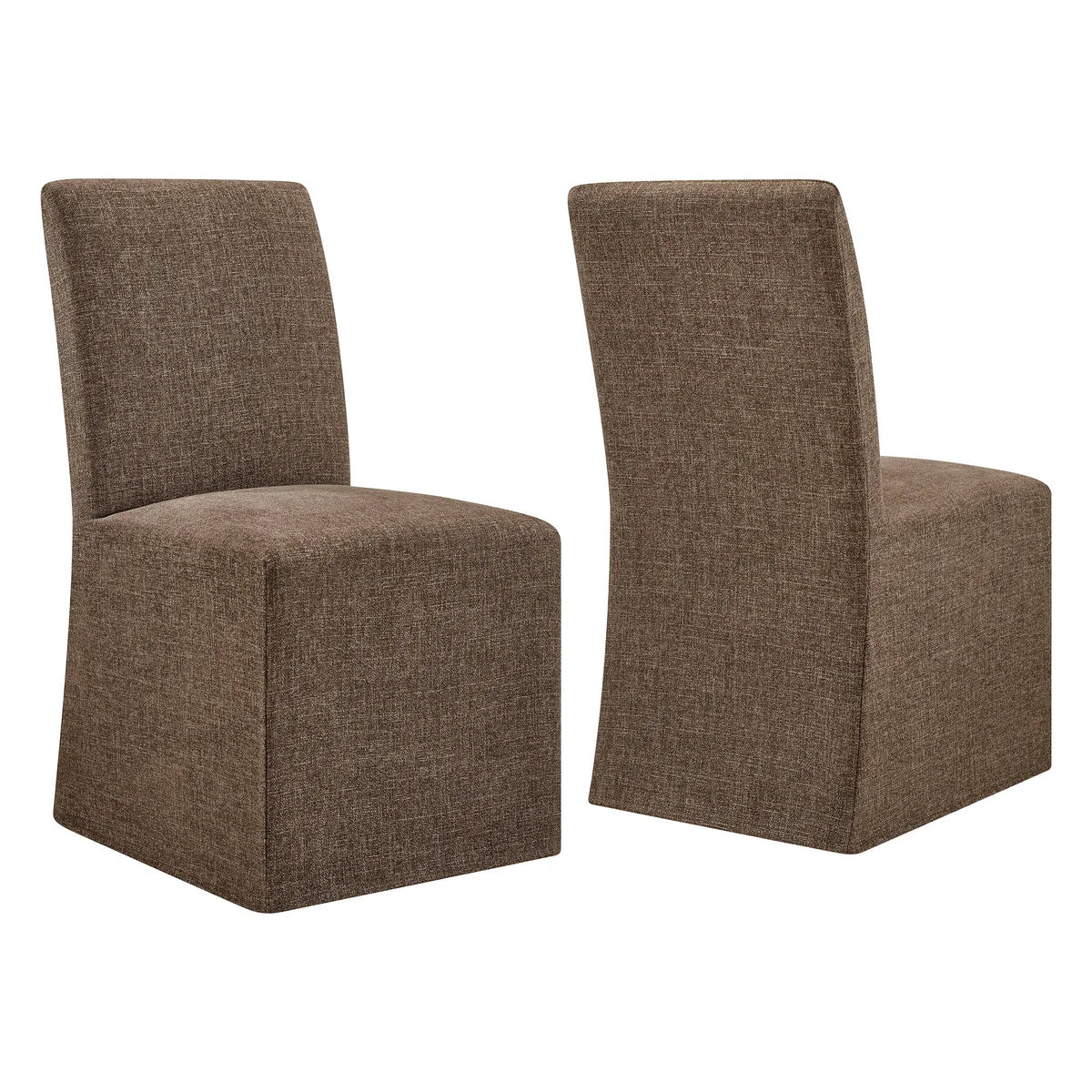 Aster Slub Weave Fabric Slipcovered Dining Chairs Set of 2