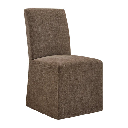 Aster Slub Weave Fabric Slipcovered Dining Chairs Set of 2
