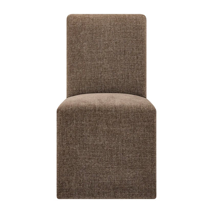 Aster Slub Weave Fabric Slipcovered Dining Chairs Set of 2