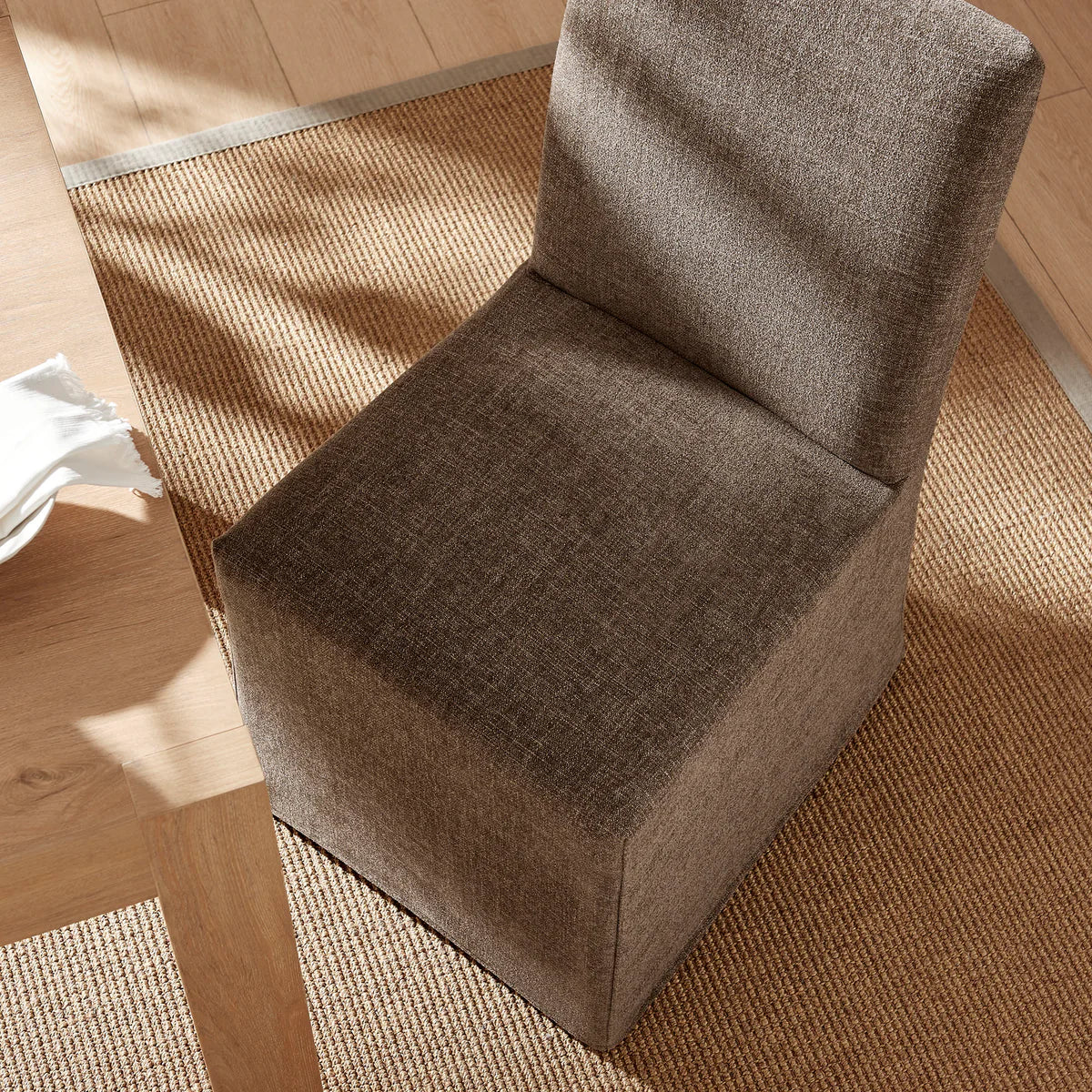 Aster Slub Weave Fabric Slipcovered Dining Chairs Set of 2