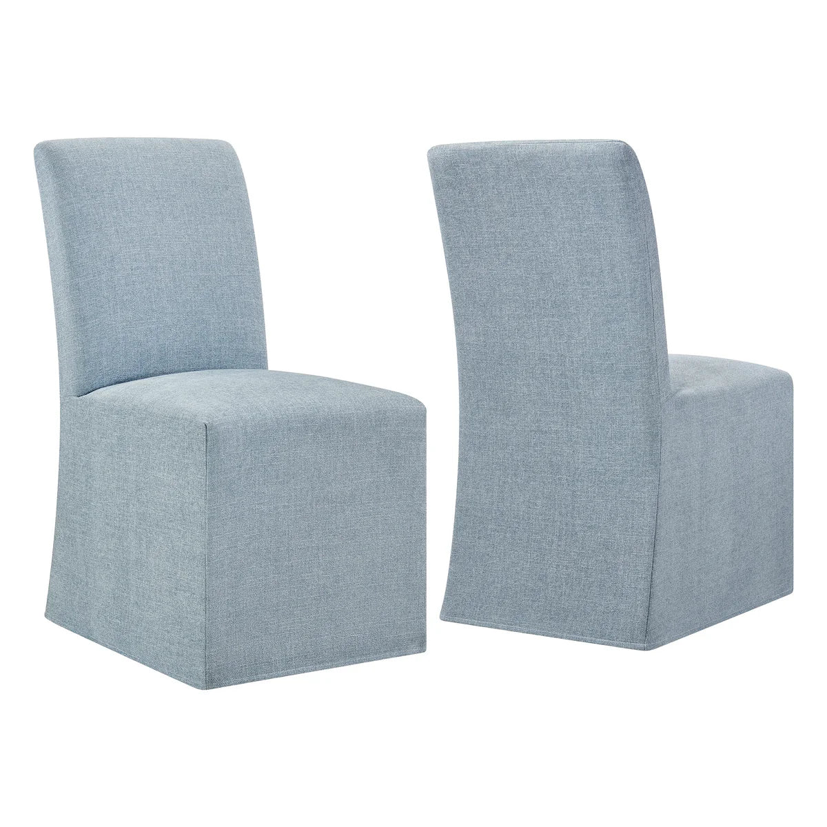 Aster Slub Weave Fabric Slipcovered Dining Chairs Set of 2