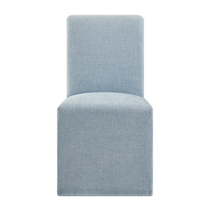 Aster Slub Weave Fabric Slipcovered Dining Chairs Set of 2