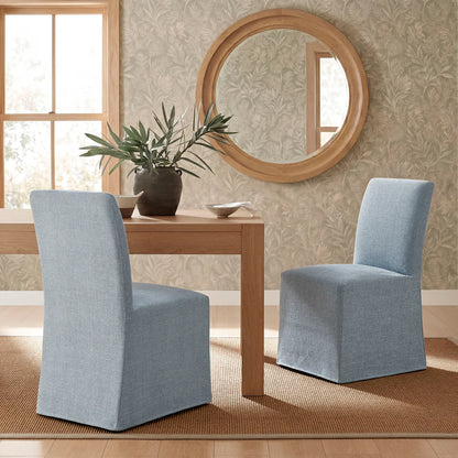 Aster Slub Weave Fabric Slipcovered Dining Chairs Set of 2