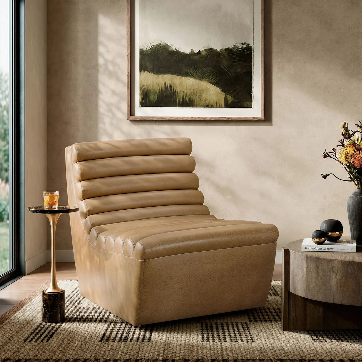 Corbin Vegan Leather Armless Accent Chair