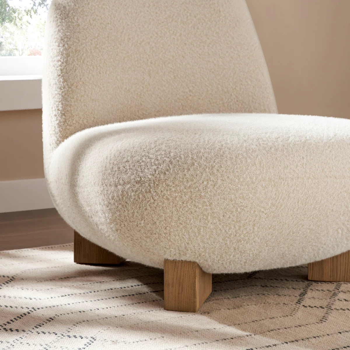 Norwood Faux Mohair Bean Shaped Accent Chair