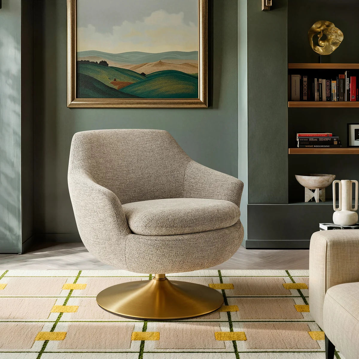 Quimby Melange Chenille Swivel Accent Chair