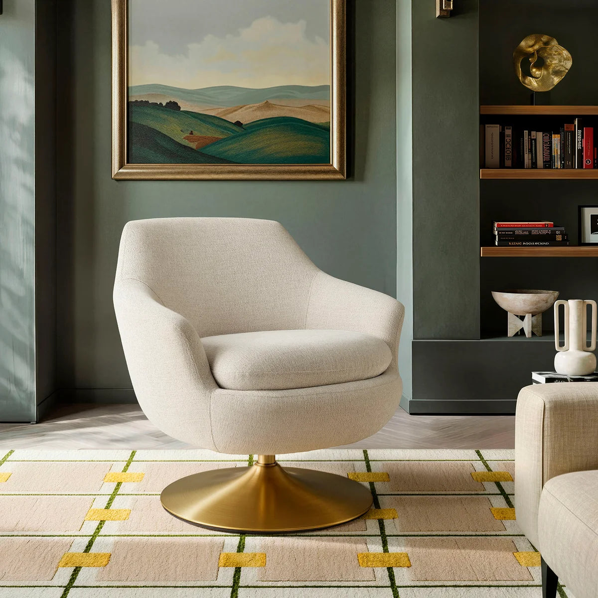 Quimby Melange Chenille Swivel Accent Chair