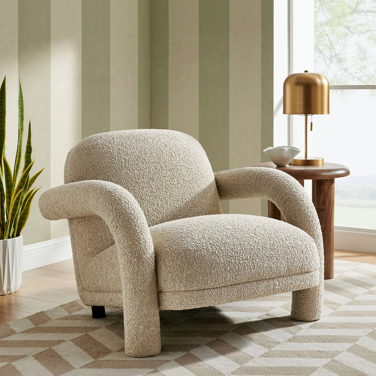 Ferris Textured Woven Fabric Lounge Chair