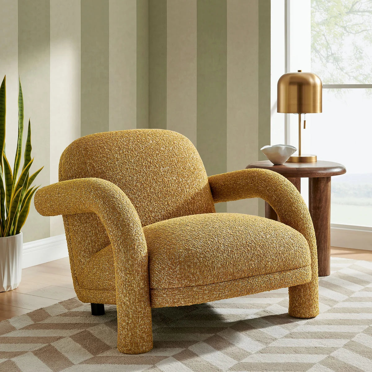 Ferris Textured Woven Fabric Lounge Chair