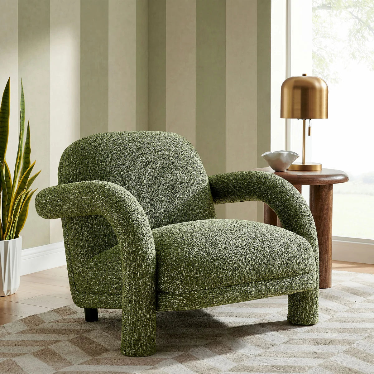 Ferris Textured Woven Fabric Lounge Chair