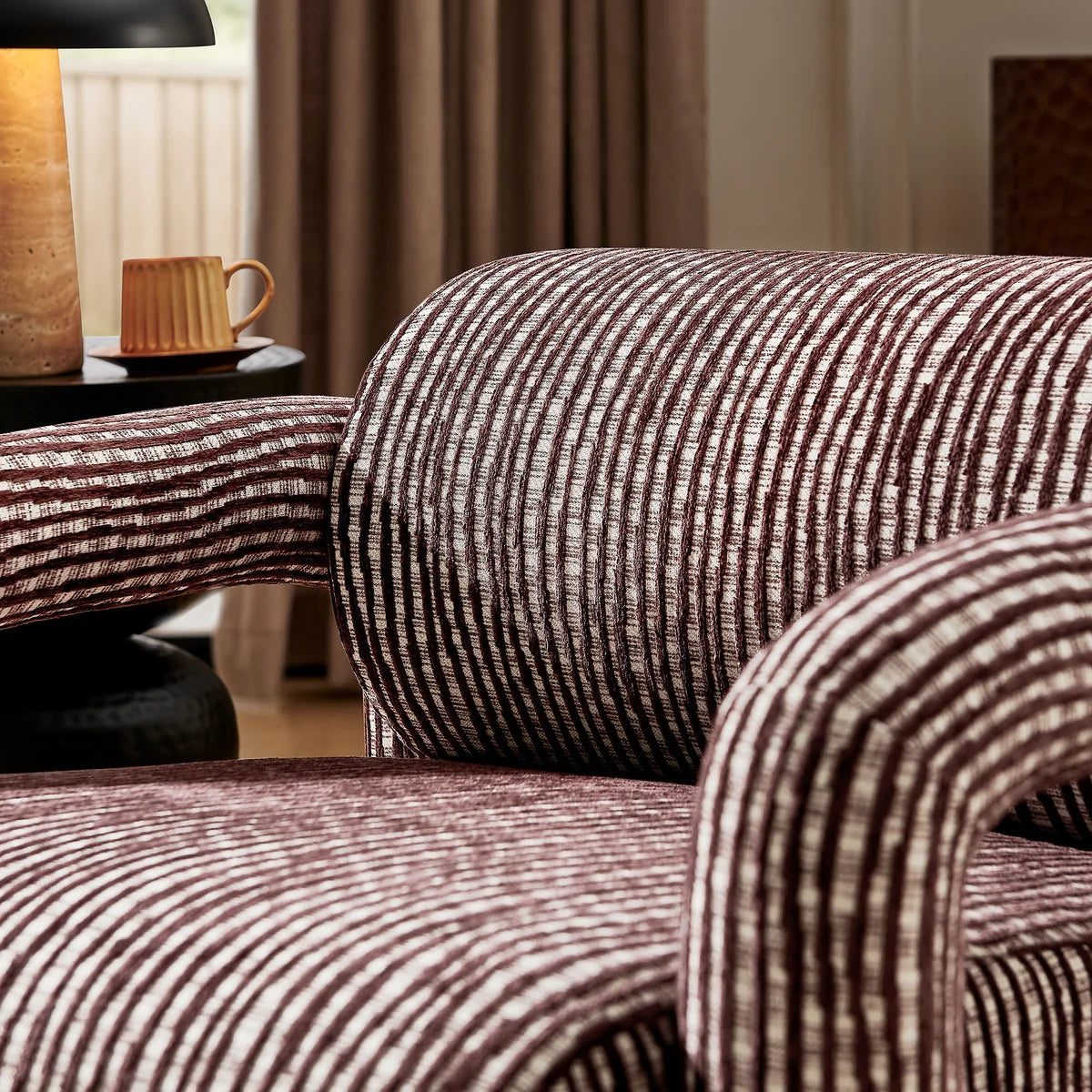 Quill Patterned Woven Fabric Accent Chair