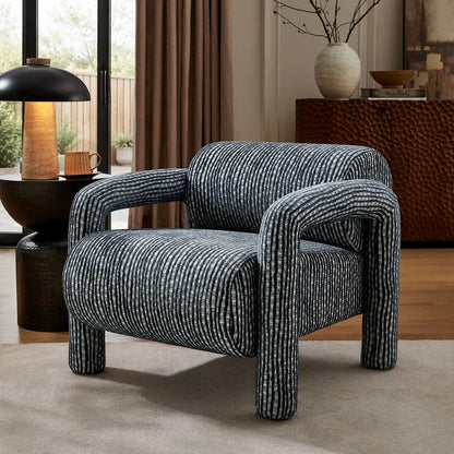 Quill Patterned Woven Fabric Accent Chair