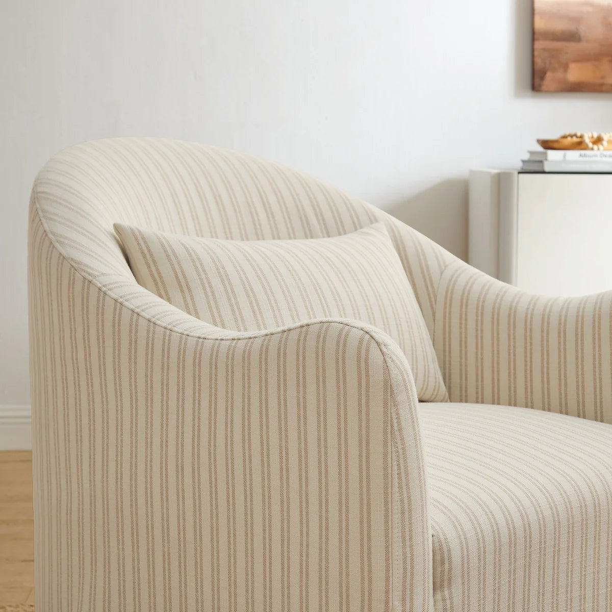 Bardot Slipcovered Striped Upholstered Accent Chair