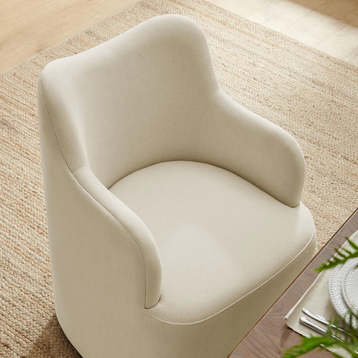 Cordelle Linen Blend Swivel Dining Chair