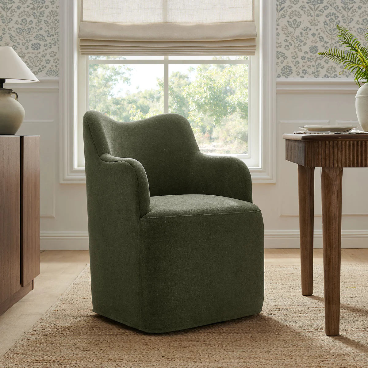 Cordelle Linen Blend Swivel Dining Chair