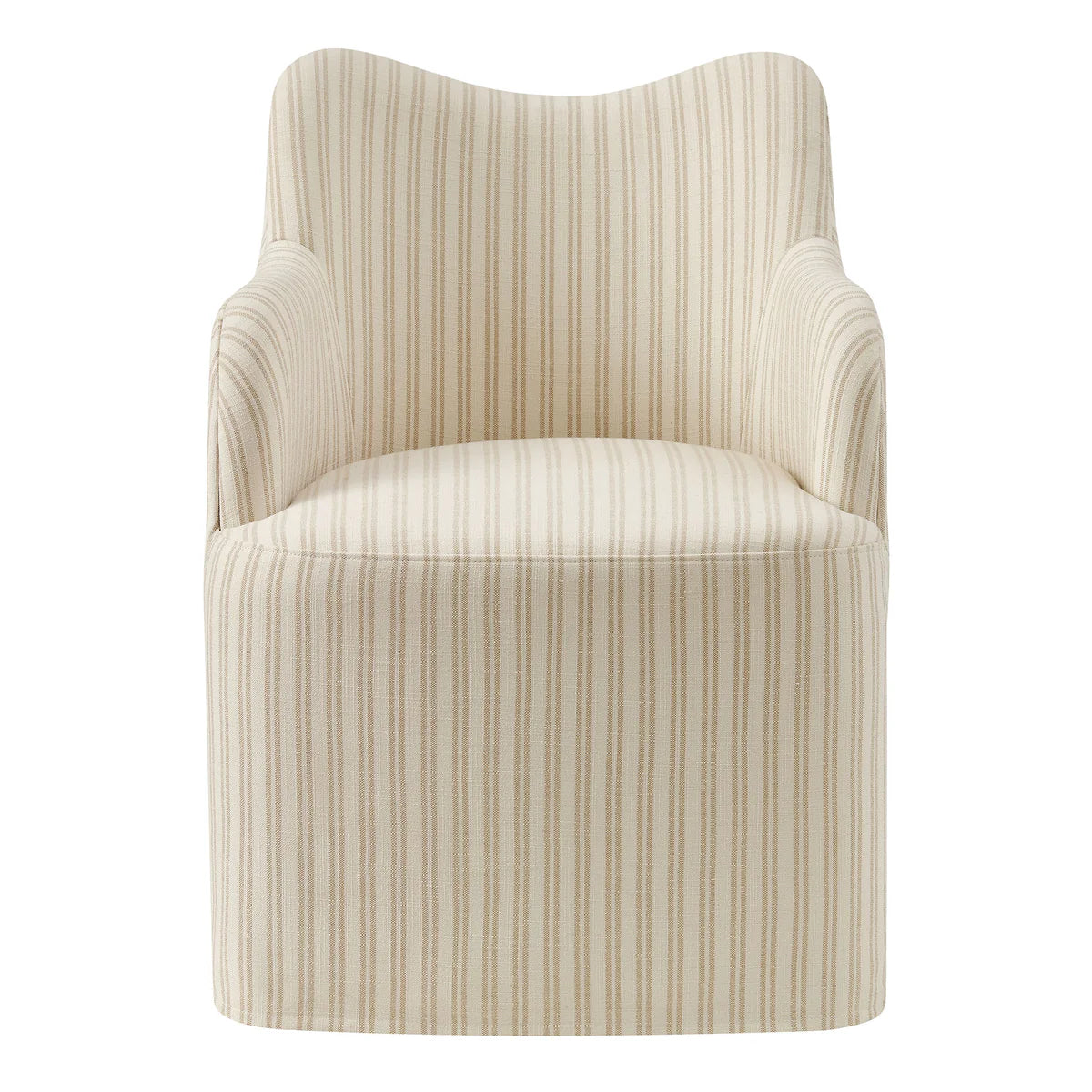 Cordelle Striped Linen Blend Swivel Dining Chair
