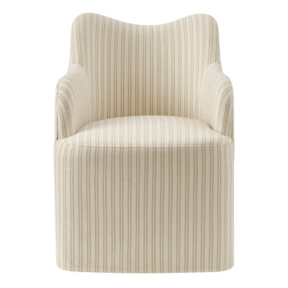 Cordelle Striped Linen Blend Swivel Dining Chair