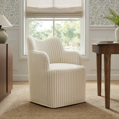 Cordelle Striped Linen Blend Swivel Dining Chair