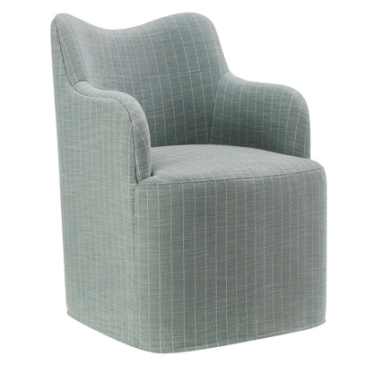 Cordelle Striped Linen Blend Swivel Dining Chair