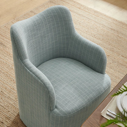 Cordelle Striped Linen Blend Swivel Dining Chair