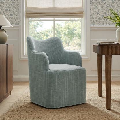 Cordelle Striped Linen Blend Swivel Dining Chair