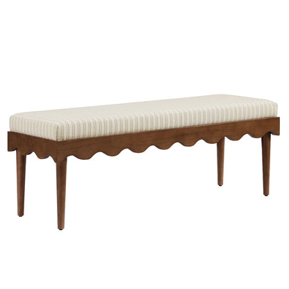 Mirette Scalloped Edge Striped Accent Bench