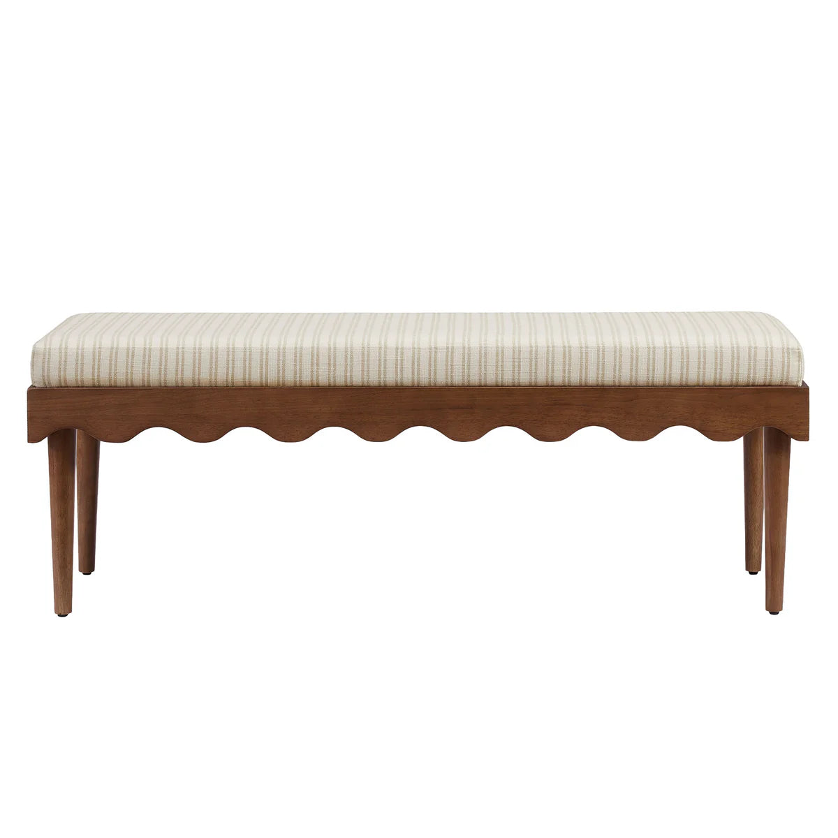 Mirette Scalloped Edge Striped Accent Bench