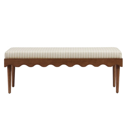 Mirette Scalloped Edge Striped Accent Bench