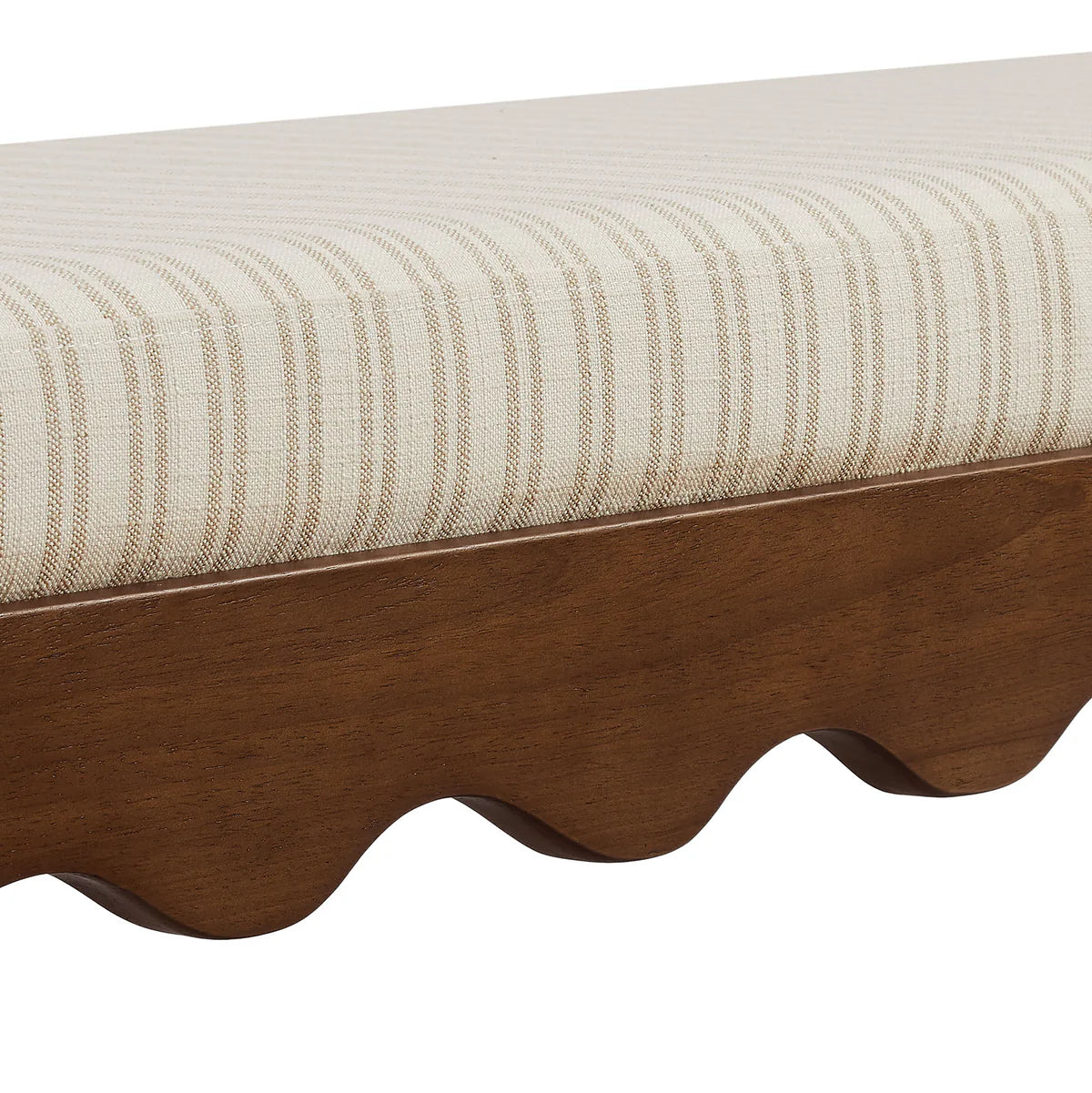 Mirette Scalloped Edge Striped Accent Bench