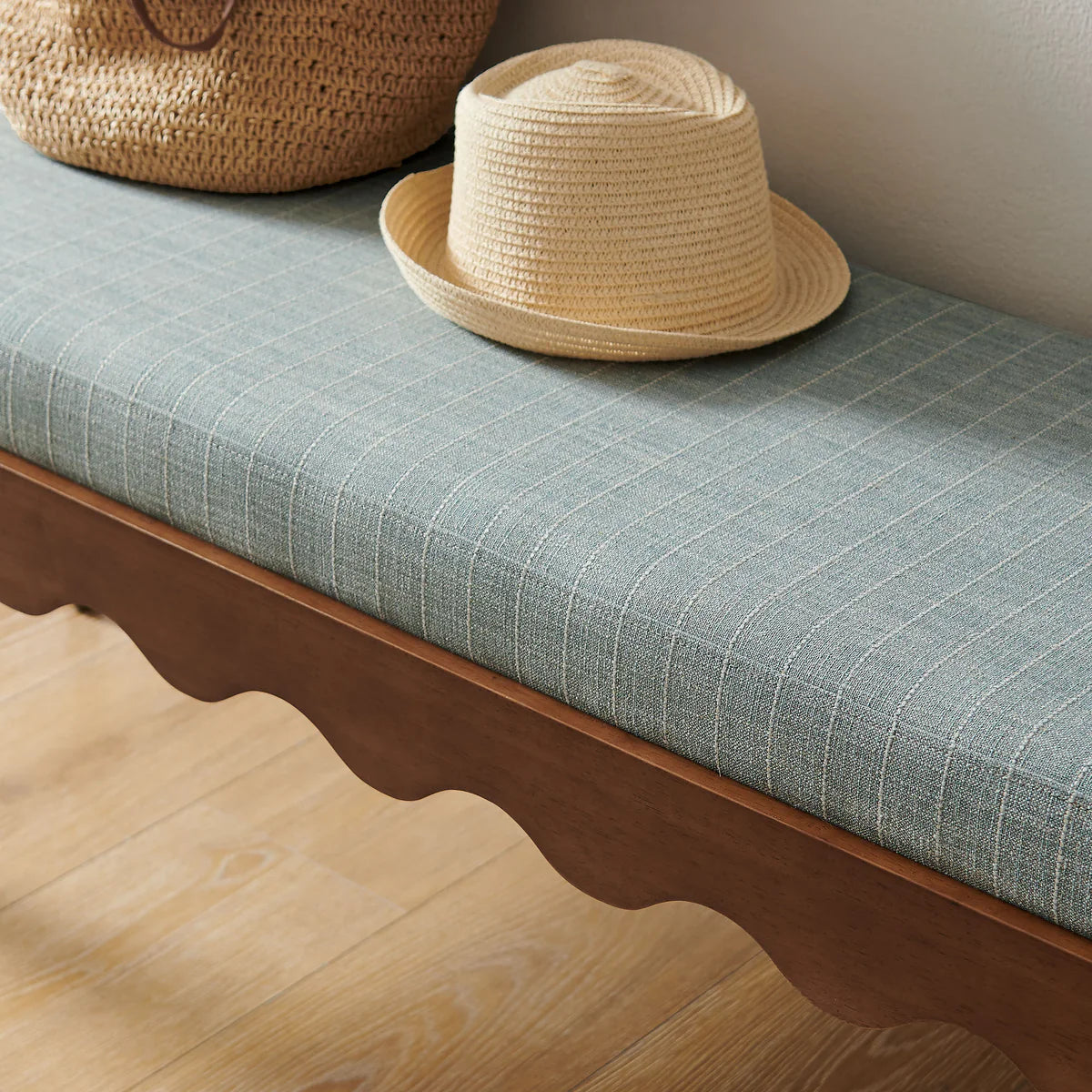 Mirette Scalloped Edge Striped Accent Bench