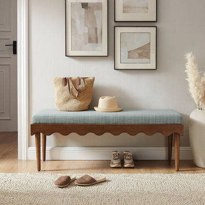 Mirette Scalloped Edge Striped Accent Bench
