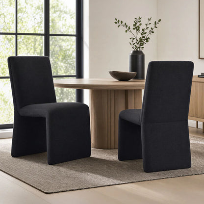 Emory Slub Weave Fabric Dining Chair Set of 2