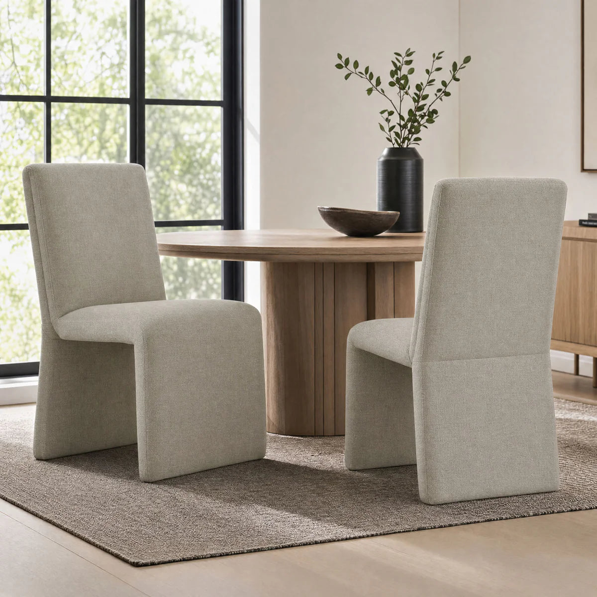 Emory Slub Weave Fabric Dining Chair Set of 2