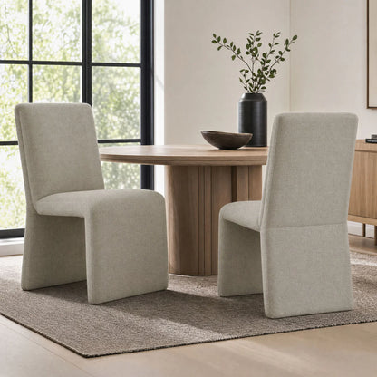 Emory Slub Weave Fabric Dining Chair Set of 2