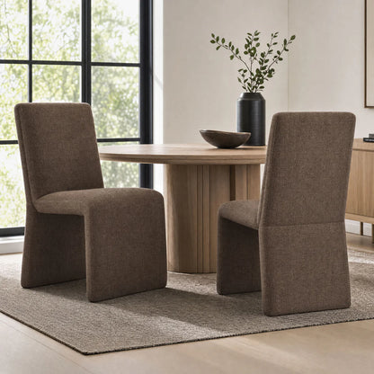 Emory Slub Weave Fabric Dining Chair Set of 2
