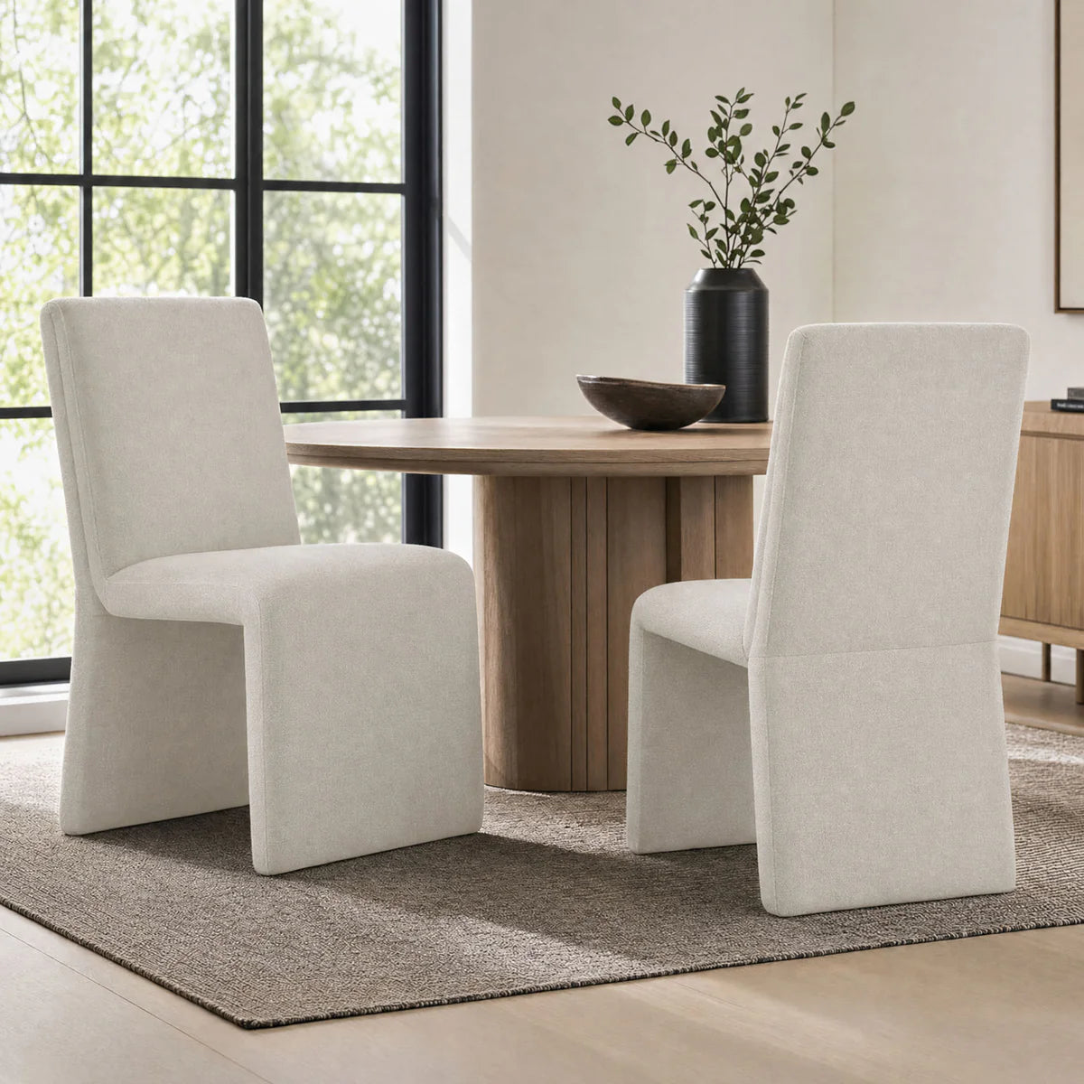 Emory Slub Weave Fabric Dining Chair Set of 2