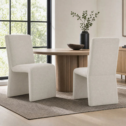 Emory Slub Weave Fabric Dining Chair Set of 2