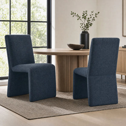 Emory Slub Weave Fabric Dining Chair Set of 2