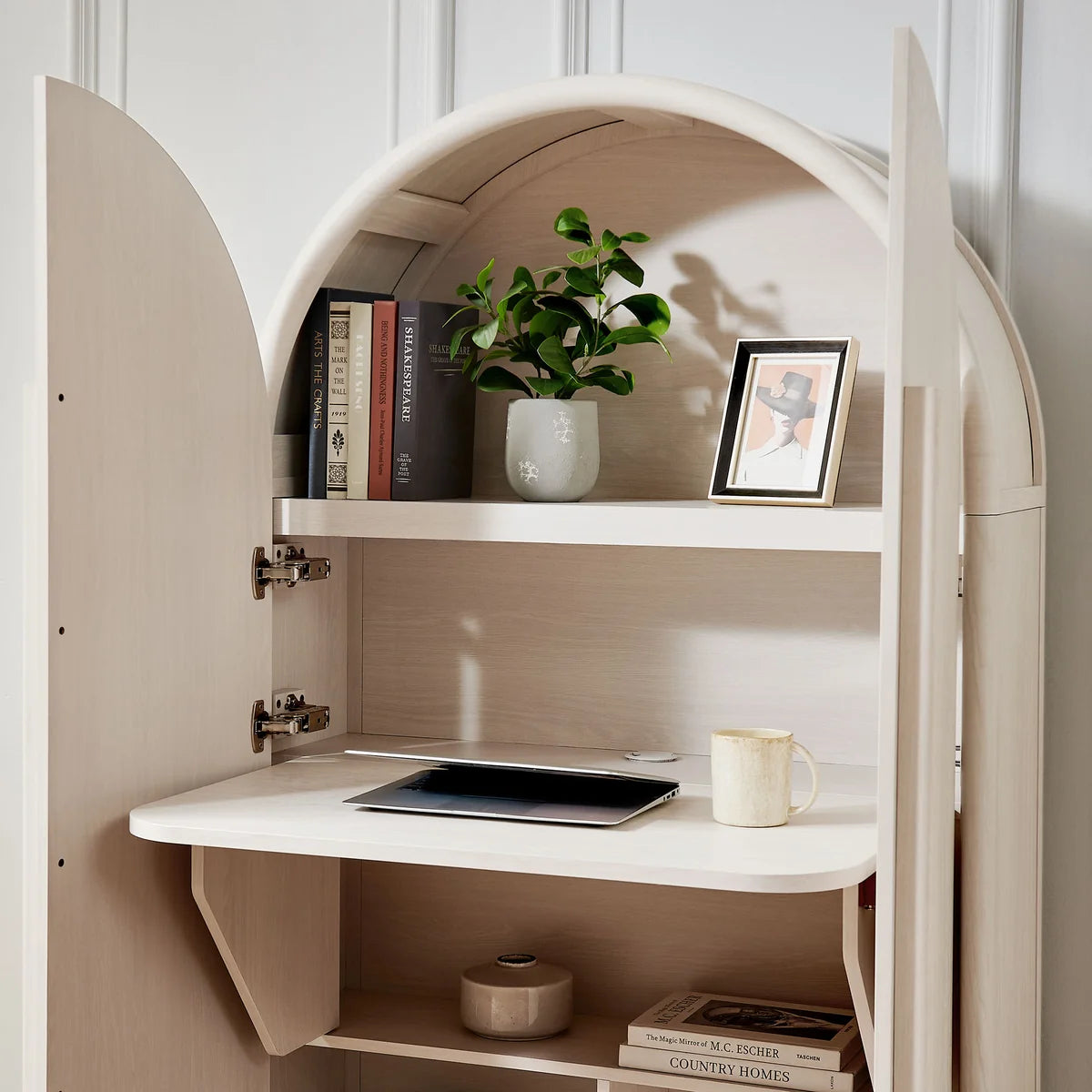 Bellamy Arched Fold‑Out Desk Cabinet