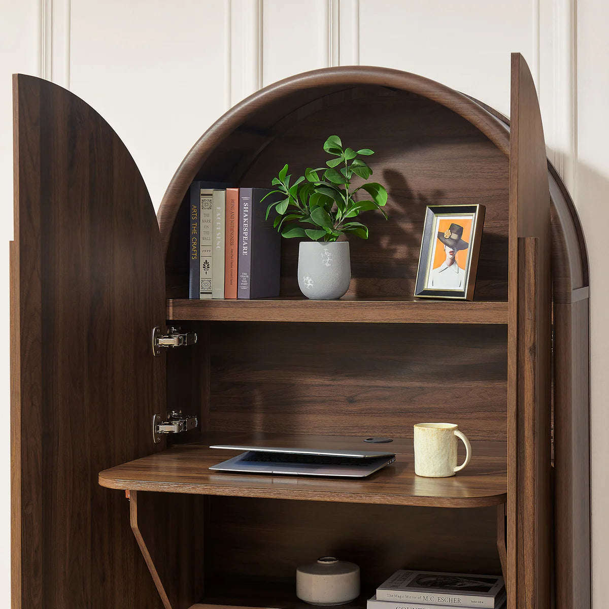 Bellamy Arched Fold‑Out Desk Cabinet