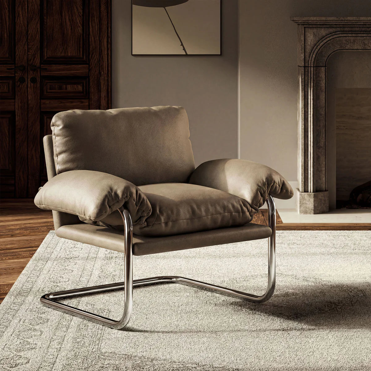 Ansel Vegan Leather Accent Chair