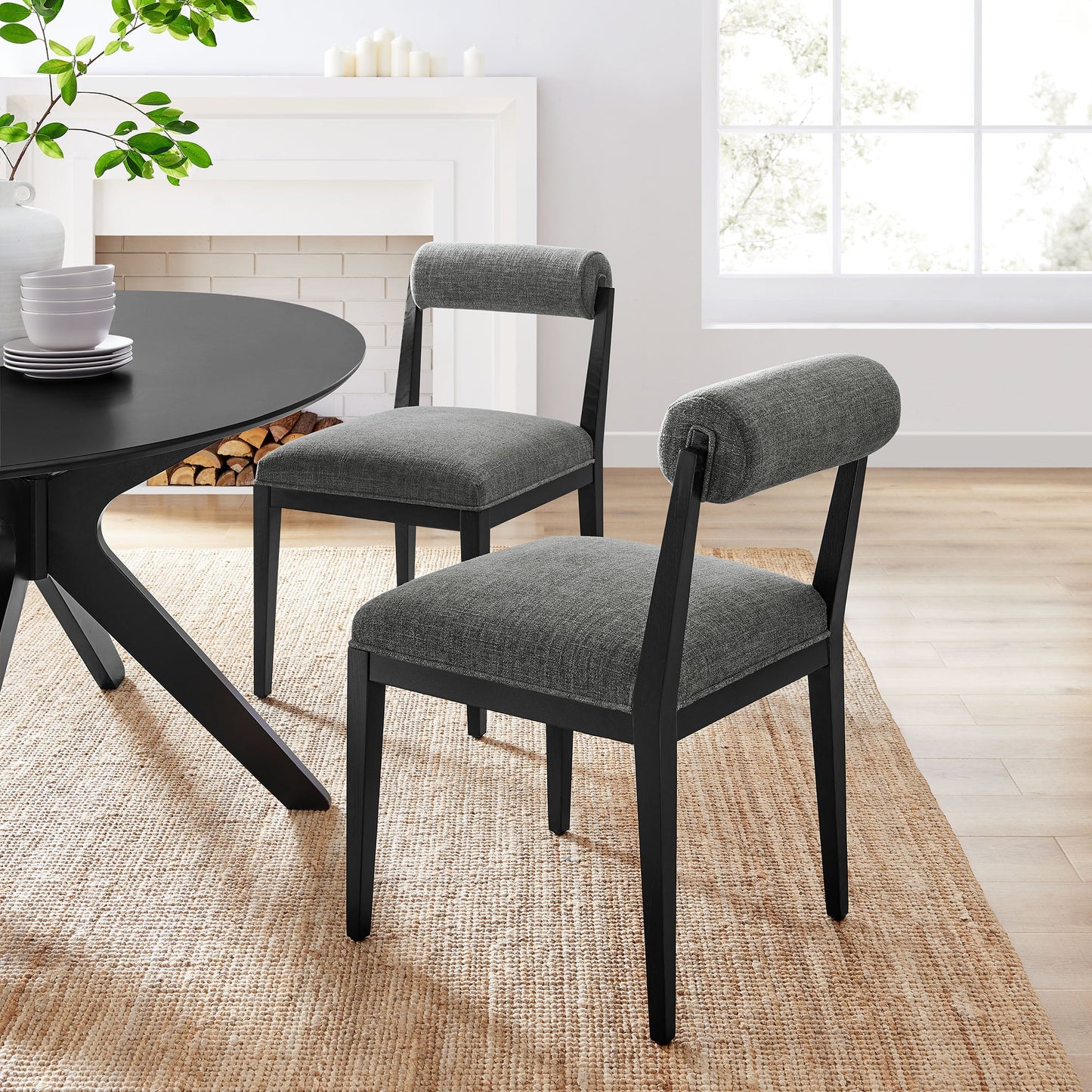 Kai Modern Fabric Dining Chair Set of 2