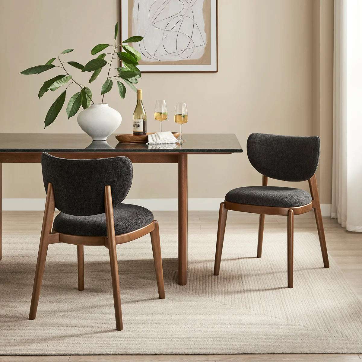 Fenwick Mid‑Century Modern Fabric Dining Chair Set of 2