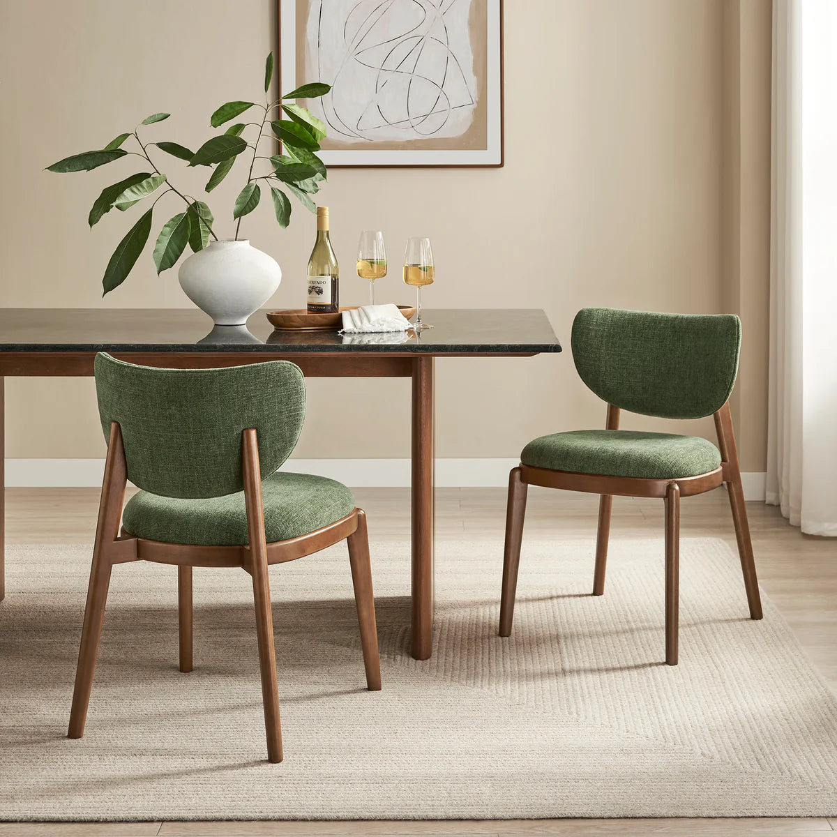 Fenwick Mid‑Century Modern Fabric Dining Chair Set of 2