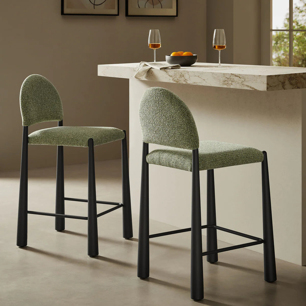 Hayley Upholstered Fabric Counter Stools Set of 2