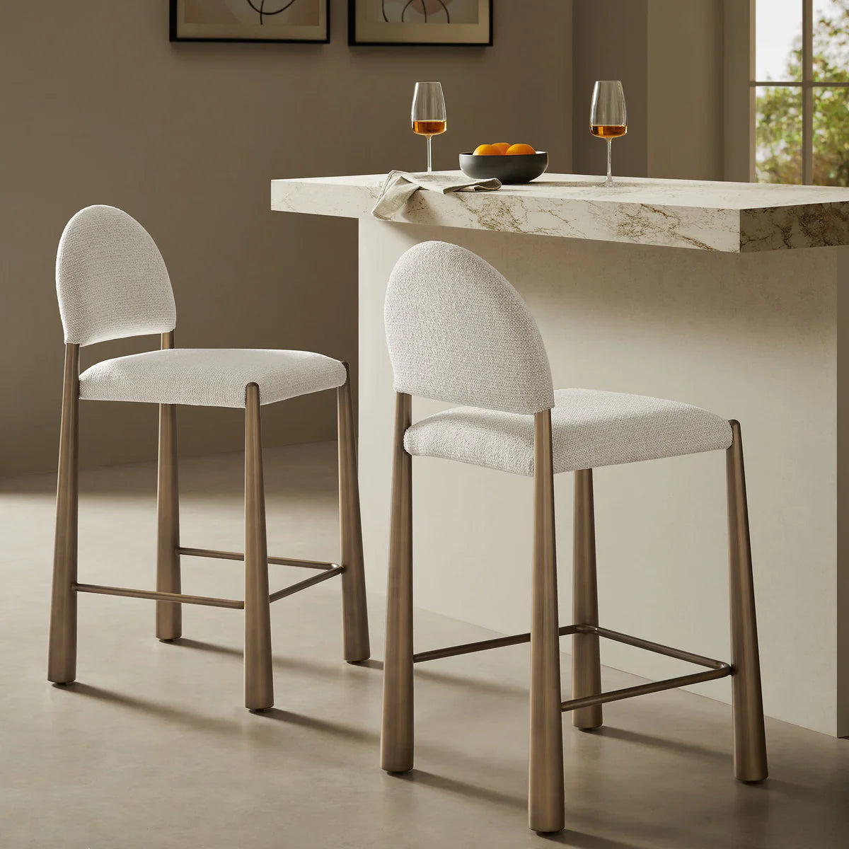 Hayley Upholstered Fabric Counter Stools Set of 2