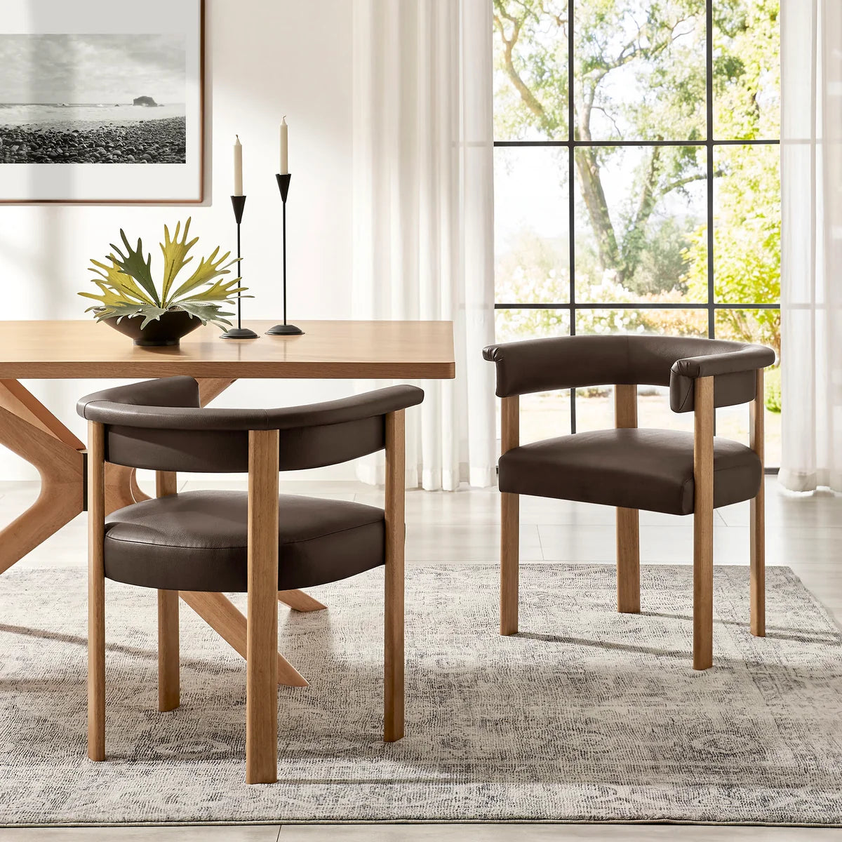 Imogen Vegan Leather Barrel Dining Chairs Set of 2