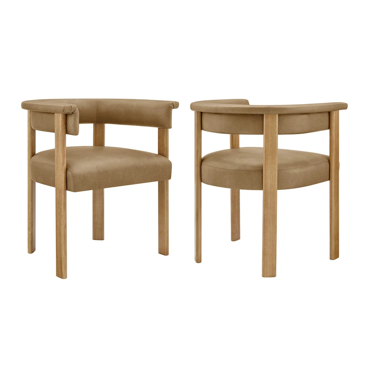 Imogen Vegan Leather Barrel Dining Chairs Set of 2